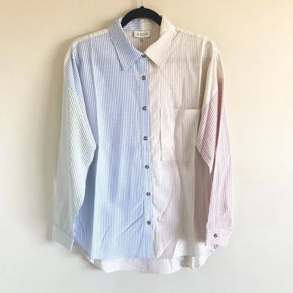 ACOA Striped Color Block Button Down Long Sleeved Shirt NWT From Buckle - Picture 3 of 16